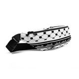 Yawm Keffiyeh Fanny Pack-Fanny Pack-Description Strap up with our signature yawm (day) keffiyeh (also spelled kufiya) fanny pack! It's the ultimate accessory that has everything—the right size, a small inside pocket, and adjustable straps—to become your favorite fashion item. Be sure to pair it with our Yawm Face Mask or other items from our catalog to make a more complete look! Get yours today! Features • 100% polyester• Dimensions: H 6.5'' (16cm), W 13'' (33cm), D 2¾'' (7cm)• Water-resistant m