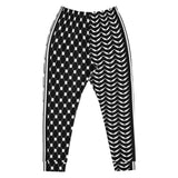 Keffiyeh Joggers - Black - Dual Pattern-Joggers-Description Who doesn't love the iconic keffiyeh (also spelled kufiya) pattern? Now enjoy the beauty of the keffiyeh on your legs! The bands running down the sides translate to "Palestine" so everyone knows what you're repping. These aren't your traditional pattern bottoms as each leg has a different piece of the keffiyeh pattern. You won't find joggers like these anywhere else. Dare to be different? Get yours now! Quality These will be among the s