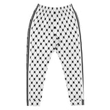 Keffiyeh Joggers - White - Comb Pattern-Joggers-Description Who doesn't love the iconic keffiyeh (also spelled kufiya) pattern? Now enjoy the beauty of the kufiya on your legs! The bands running down the sides translate to "Palestine" so everyone knows what you're repping. These particular bottoms showcase only the comb pattern design of the keffiyeh. You won't find joggers like these anywhere else. Dare to be different? Get yours now! Quality These will be among the softest, most comfortable ga