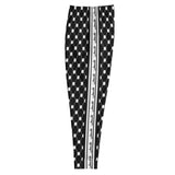 Keffiyeh Joggers - Black - Comb Pattern-Joggers-Description Who doesn't love the iconic keffiyeh (also spelled kufiya) pattern? Now enjoy the beauty of the keffiyeh on your legs! The bands running down the sides translate to "Palestine" so everyone knows what you're repping. These particular bottoms showcase only the comb pattern design of the keffiyeh. You won't find joggers like these anywhere else. Dare to be different? Get yours now! Quality These will be among the softest, most comfortable
