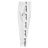 Simply Falastine Joggers - White-Joggers-Description Pronounced "Falastine" the text running down the sides translate to "Palestine" in English. What more needs to be said. Draw all the attention to the word Palestine alone and keep the name alive and represented. Wherever you decide to wear these, you'll be representing Pali in style. Get yours now! Quality These will be among the softest, most comfortable garment to go over your legs. Workouts will be much more comfortable and are durable enou