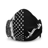 Layl Keffiyeh Premium Face Mask-Face Mask-Description Wear the iconic keffiyeh (also spelled kufiya) pattern everywhere you go with this premium quality face mask. One side represents the kufiya pattern while the other side has only the word "Falastine" or "Palestine" in English. The Layl (meaning "Night" in Arabic) edition goes great with many products in our catalog so be sure to grab this to complete your look. Represent the culture, courage, strength, and resilience of Palestine in style! Ge