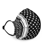 Layl Keffiyeh Premium Face Mask-Face Mask-Description Wear the iconic keffiyeh (also spelled kufiya) pattern everywhere you go with this premium quality face mask. One side represents the kufiya pattern while the other side has only the word "Falastine" or "Palestine" in English. The Layl (meaning "Night" in Arabic) edition goes great with many products in our catalog so be sure to grab this to complete your look. Represent the culture, courage, strength, and resilience of Palestine in style! Ge