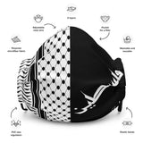 Sunrise Keffiyeh Premium Face Mask-Face Mask-Description Wear the iconic keffiyeh (also spelled kufiya) pattern everywhere you go with this premium quality face mask. We call this one "Sunrise" because the light side is on the right (east) where the sun rises. It looks great when paired with our Pali-Mart Tops and Bottoms so be sure to complete your Pali-Mart fit with this today! Details • 100% super-soft polyester microfiber • Non-surgical and non-medical• Nose wire that helps adjust the mask•
