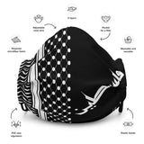 Layl Keffiyeh Premium Face Mask-Face Mask-Description Wear the iconic keffiyeh (also spelled kufiya) pattern everywhere you go with this premium quality face mask. One side represents the kufiya pattern while the other side has only the word "Falastine" or "Palestine" in English. The Layl (meaning "Night" in Arabic) edition goes great with many products in our catalog so be sure to grab this to complete your look. Represent the culture, courage, strength, and resilience of Palestine in style! Ge