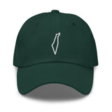 Simply Pali Baba Hat-Hat-Description Who doesn't appreciate a good dad hat, or should I say "baba" hat. Baba hats aren't just for dads. This one's got a low profile with an adjustable strap and curved visor. And what's better is the crisp, embroidered country outline of Palestine on the front and the word "Falastine" (pronounced in Arabic, or "Palestine" in English) on the back. This is a fresh and straightforward hat made to make you look good anywhere while protecting you from the sun. Details