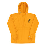 Pali-Mart Signature Champion Packable Jacket-Hoodie-Description Wind and rain are no match for this packable convenient Champion hoodie. While everyone else has to endure the elements, you will be protected with this signature Pali-Mart piece! Features Trusted Champion quality meant to protect you from the elements. This wind and rain resistant polyester jacket is detailed with a practical hood, front kangaroo pocket, and zipped pouch pocket which you can pull out and use to scrunch the jacket i