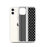 Keffiyeh iPhone Case-Phone Case-Description Express Palestine through the iconic keffiyeh (also spelled kufiya) pattern and protect your phone from scratches, dust, oil, and dirt with this unique case. It has a solid back and flexible sides that make it easy to take on and off, with precisely aligned port openings. Details • BPA free Hybrid Thermoplastic Polyurethane (TPU) and Polycarbonate (PC) material• Solid polycarbonate back• Flexible, see-through polyurethane sides• .5 mm raised bezel• Wir