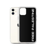 Free Palestine iPhone Case-Phone Case-Description Protect your phone from scratches, dust, oil, and dirt with this unique case. It has a solid back and flexible sides that make it easy to take on and off, with precisely aligned port openings. Free Palestine. Period. Make your stance known in plain English and minimalistic style with this case. Details • BPA free Hybrid Thermoplastic Polyurethane (TPU) and Polycarbonate (PC) material• Solid polycarbonate back• Flexible, see-through polyurethane s