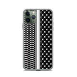 Keffiyeh iPhone Case-Phone Case-Description Express Palestine through the iconic keffiyeh (also spelled kufiya) pattern and protect your phone from scratches, dust, oil, and dirt with this unique case. It has a solid back and flexible sides that make it easy to take on and off, with precisely aligned port openings. Details • BPA free Hybrid Thermoplastic Polyurethane (TPU) and Polycarbonate (PC) material• Solid polycarbonate back• Flexible, see-through polyurethane sides• .5 mm raised bezel• Wir