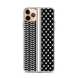Keffiyeh iPhone Case-Phone Case-Description Express Palestine through the iconic keffiyeh (also spelled kufiya) pattern and protect your phone from scratches, dust, oil, and dirt with this unique case. It has a solid back and flexible sides that make it easy to take on and off, with precisely aligned port openings. Details • BPA free Hybrid Thermoplastic Polyurethane (TPU) and Polycarbonate (PC) material• Solid polycarbonate back• Flexible, see-through polyurethane sides• .5 mm raised bezel• Wir