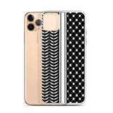 Keffiyeh iPhone Case-Phone Case-Description Express Palestine through the iconic keffiyeh (also spelled kufiya) pattern and protect your phone from scratches, dust, oil, and dirt with this unique case. It has a solid back and flexible sides that make it easy to take on and off, with precisely aligned port openings. Details • BPA free Hybrid Thermoplastic Polyurethane (TPU) and Polycarbonate (PC) material• Solid polycarbonate back• Flexible, see-through polyurethane sides• .5 mm raised bezel• Wir