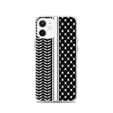 Keffiyeh iPhone Case-Phone Case-Description Express Palestine through the iconic keffiyeh (also spelled kufiya) pattern and protect your phone from scratches, dust, oil, and dirt with this unique case. It has a solid back and flexible sides that make it easy to take on and off, with precisely aligned port openings. Details • BPA free Hybrid Thermoplastic Polyurethane (TPU) and Polycarbonate (PC) material• Solid polycarbonate back• Flexible, see-through polyurethane sides• .5 mm raised bezel• Wir