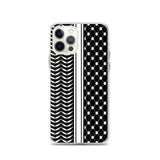 Keffiyeh iPhone Case-Phone Case-Description Express Palestine through the iconic keffiyeh (also spelled kufiya) pattern and protect your phone from scratches, dust, oil, and dirt with this unique case. It has a solid back and flexible sides that make it easy to take on and off, with precisely aligned port openings. Details • BPA free Hybrid Thermoplastic Polyurethane (TPU) and Polycarbonate (PC) material• Solid polycarbonate back• Flexible, see-through polyurethane sides• .5 mm raised bezel• Wir