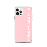 Free Palestine iPhone Case - Pink-Phone Case-Description Protect your phone from scratches, dust, oil, and dirt with this unique case. It has a solid back and flexible sides that make it easy to take on and off, with precisely aligned port openings. Free Palestine. Period. Make your stance known in plain English and minimalistic style with this case. Details • BPA free Hybrid Thermoplastic Polyurethane (TPU) and Polycarbonate (PC) material• Solid polycarbonate back• Flexible, see-through polyure