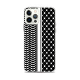 Keffiyeh iPhone Case-Phone Case-Description Express Palestine through the iconic keffiyeh (also spelled kufiya) pattern and protect your phone from scratches, dust, oil, and dirt with this unique case. It has a solid back and flexible sides that make it easy to take on and off, with precisely aligned port openings. Details • BPA free Hybrid Thermoplastic Polyurethane (TPU) and Polycarbonate (PC) material• Solid polycarbonate back• Flexible, see-through polyurethane sides• .5 mm raised bezel• Wir