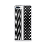 Keffiyeh iPhone Case-Phone Case-Description Express Palestine through the iconic keffiyeh (also spelled kufiya) pattern and protect your phone from scratches, dust, oil, and dirt with this unique case. It has a solid back and flexible sides that make it easy to take on and off, with precisely aligned port openings. Details • BPA free Hybrid Thermoplastic Polyurethane (TPU) and Polycarbonate (PC) material• Solid polycarbonate back• Flexible, see-through polyurethane sides• .5 mm raised bezel• Wir
