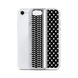 Keffiyeh iPhone Case-Phone Case-Description Express Palestine through the iconic keffiyeh (also spelled kufiya) pattern and protect your phone from scratches, dust, oil, and dirt with this unique case. It has a solid back and flexible sides that make it easy to take on and off, with precisely aligned port openings. Details • BPA free Hybrid Thermoplastic Polyurethane (TPU) and Polycarbonate (PC) material• Solid polycarbonate back• Flexible, see-through polyurethane sides• .5 mm raised bezel• Wir
