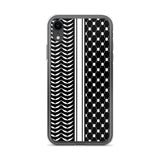 Keffiyeh iPhone Case-Phone Case-Description Express Palestine through the iconic keffiyeh (also spelled kufiya) pattern and protect your phone from scratches, dust, oil, and dirt with this unique case. It has a solid back and flexible sides that make it easy to take on and off, with precisely aligned port openings. Details • BPA free Hybrid Thermoplastic Polyurethane (TPU) and Polycarbonate (PC) material• Solid polycarbonate back• Flexible, see-through polyurethane sides• .5 mm raised bezel• Wir