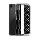 Keffiyeh iPhone Case-Phone Case-Description Express Palestine through the iconic keffiyeh (also spelled kufiya) pattern and protect your phone from scratches, dust, oil, and dirt with this unique case. It has a solid back and flexible sides that make it easy to take on and off, with precisely aligned port openings. Details • BPA free Hybrid Thermoplastic Polyurethane (TPU) and Polycarbonate (PC) material• Solid polycarbonate back• Flexible, see-through polyurethane sides• .5 mm raised bezel• Wir