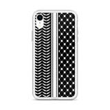 Keffiyeh iPhone Case-Phone Case-Description Express Palestine through the iconic keffiyeh (also spelled kufiya) pattern and protect your phone from scratches, dust, oil, and dirt with this unique case. It has a solid back and flexible sides that make it easy to take on and off, with precisely aligned port openings. Details • BPA free Hybrid Thermoplastic Polyurethane (TPU) and Polycarbonate (PC) material• Solid polycarbonate back• Flexible, see-through polyurethane sides• .5 mm raised bezel• Wir