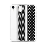 Keffiyeh iPhone Case-Phone Case-Description Express Palestine through the iconic keffiyeh (also spelled kufiya) pattern and protect your phone from scratches, dust, oil, and dirt with this unique case. It has a solid back and flexible sides that make it easy to take on and off, with precisely aligned port openings. Details • BPA free Hybrid Thermoplastic Polyurethane (TPU) and Polycarbonate (PC) material• Solid polycarbonate back• Flexible, see-through polyurethane sides• .5 mm raised bezel• Wir