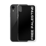 Free Palestine iPhone Case-Phone Case-Description Protect your phone from scratches, dust, oil, and dirt with this unique case. It has a solid back and flexible sides that make it easy to take on and off, with precisely aligned port openings. Free Palestine. Period. Make your stance known in plain English and minimalistic style with this case. Details • BPA free Hybrid Thermoplastic Polyurethane (TPU) and Polycarbonate (PC) material• Solid polycarbonate back• Flexible, see-through polyurethane s