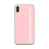 Free Palestine iPhone Case - Pink-Phone Case-Description Protect your phone from scratches, dust, oil, and dirt with this unique case. It has a solid back and flexible sides that make it easy to take on and off, with precisely aligned port openings. Free Palestine. Period. Make your stance known in plain English and minimalistic style with this case. Details • BPA free Hybrid Thermoplastic Polyurethane (TPU) and Polycarbonate (PC) material• Solid polycarbonate back• Flexible, see-through polyure