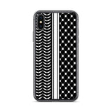 Keffiyeh iPhone Case-Phone Case-Description Express Palestine through the iconic keffiyeh (also spelled kufiya) pattern and protect your phone from scratches, dust, oil, and dirt with this unique case. It has a solid back and flexible sides that make it easy to take on and off, with precisely aligned port openings. Details • BPA free Hybrid Thermoplastic Polyurethane (TPU) and Polycarbonate (PC) material• Solid polycarbonate back• Flexible, see-through polyurethane sides• .5 mm raised bezel• Wir
