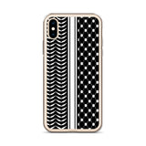 Keffiyeh iPhone Case-Phone Case-Description Express Palestine through the iconic keffiyeh (also spelled kufiya) pattern and protect your phone from scratches, dust, oil, and dirt with this unique case. It has a solid back and flexible sides that make it easy to take on and off, with precisely aligned port openings. Details • BPA free Hybrid Thermoplastic Polyurethane (TPU) and Polycarbonate (PC) material• Solid polycarbonate back• Flexible, see-through polyurethane sides• .5 mm raised bezel• Wir