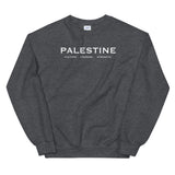Palestine Pillars Sweatshirt-Sweater-Description Palestine can be described and held together in 3 words. Culture. Courage. Strength. These are the words Palestinians embody and is what keep the fabric of Palestine alive and lifted up. Let people know the power of Palestinians with this tee! Quality This sweater extremely comfortable, sturdy, and warm. It's pre-shrunk and has a classic fit that's made with air-jet spun yarn for a soft feel and reduced pilling. It's bound to keep you warm in the