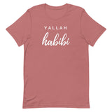 Yallah Habibi T-Shirt-T-Shirt-Description 2 words you will always hear around Arabs, yallah (meaning "let's go") and habibi (meaning "my love"). Put them together and you get one of the most popular phrases ever. Quality You have to put this shirt on to believe the Premium T-Shirt quality. This shirt feels supremely soft and lightweight, with the right amount of stretch. It's comfortable and flattering for both men and women! Features • 100% combed and ring-spun cotton (Heather colors contain po