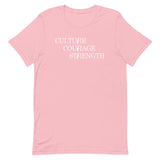 Culture Courage Strength T-Shirt-T-Shirt-Description There are many words used to describe Palestinians, but none more powerful than Culture, Courage, and Strength. Represent what Palestinians embrace with this tee! Quality You have to put this shirt on to believe the Premium T-Shirt quality. This shirt feels supremely soft and lightweight, with the right amount of stretch. It's comfortable and flattering for both men and women! Features • 100% combed and ring-spun cotton (Heather colors contain
