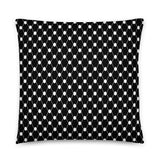 Keffiyeh Decor Pillow - Black-Pillow-Description This double-sided pillow incorporating the beauty of the keffiyeh (also spelled kufiya) pattern is just what you need to bring a whole room to life. What's more, the super-soft, machine-washable case with the shape-retaining insert is a pleasure to have long afternoon naps on. Details • 100% polyester case and insert • Hidden zipper • Machine-washable case • Shape-retaining polyester insert included (handwash only)-Pali-Mart