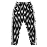 Keffiyeh Joggers - Black - Wing Pattern-Joggers-Description Who doesn't love the iconic keffiyeh (also spelled kufiya) pattern? Now enjoy the beauty of the keffiyeh on your legs! The bands running down the sides translate to "Palestine" so everyone knows what you're repping. These particular bottoms showcase only the wing pattern design of the keffiyeh. You won't find joggers like these anywhere else. Dare to be different? Get yours now! Quality These will be among the softest, most comfortable 