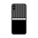 Pali Half Wing Kufiya iPhone Case-Phone Case-Description What's not to like about the keffiyeh (also spelled kufiya) pattern? The iconic keffiyeh wing pattern is beautifully displayed in this case with the band moving across repeating "Palestine" in Arabic as an added bonus. Rep Pali with this case and match it with our hoodie! Protect your phone from scratches, dust, oil, and dirt. This case has a solid back and flexible sides that make it easy to take on and off, with precisely aligned port op