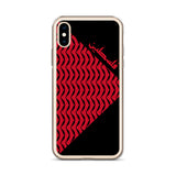 Falastine Wings iPhone Case - Red-Phone Case-Description Protect your phone from scratches, dust, oil, and dirt with this unique case. It has a solid back and flexible sides that make it easy to take on and off, with precisely aligned port openings. Pronounced "Falastine" this case simply translates to "Palestine". Coupled with the keffiyeh (also spelled kufiya) wing pattern this case lets those know what you represent. Details • BPA free Hybrid Thermoplastic Polyurethane (TPU) and Polycarbonate