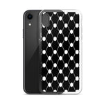 Simple Keffiyeh iPhone Case-Phone Case-Description Adorn a piece of the iconic keffiyeh (also spelled kufiya) pattern while protecting your phone from scratches, dust, oil, and dirt with this Simple Keffiyeh case. It has a solid back and flexible sides that make it easy to take on and off, with precisely aligned port openings. Details • BPA free Hybrid Thermoplastic Polyurethane (TPU) and Polycarbonate (PC) material• Solid polycarbonate back• Flexible, see-through polyurethane sides• .5 mm raise