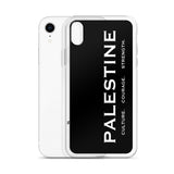 Pali Pillars iPhone Case-Phone Case-Description Palestine can be described and held together in 3 words. Culture. Courage. Strength. These are the words Palestinians embody and are what keep the fabric of Palestine alive and lifted up. Let people know the power of Palestinians with this case! Protect your phone from scratches, dust, oil, and dirt. This case has a solid back and flexible sides that make it easy to take on and off, with precisely aligned port openings. Details • BPA free Hybrid Th