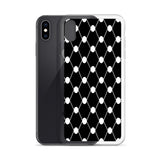 Simple Keffiyeh iPhone Case-Phone Case-Description Adorn a piece of the iconic keffiyeh (also spelled kufiya) pattern while protecting your phone from scratches, dust, oil, and dirt with this Simple Keffiyeh case. It has a solid back and flexible sides that make it easy to take on and off, with precisely aligned port openings. Details • BPA free Hybrid Thermoplastic Polyurethane (TPU) and Polycarbonate (PC) material• Solid polycarbonate back• Flexible, see-through polyurethane sides• .5 mm raise