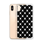 Simple Keffiyeh iPhone Case-Phone Case-Description Adorn a piece of the iconic keffiyeh (also spelled kufiya) pattern while protecting your phone from scratches, dust, oil, and dirt with this Simple Keffiyeh case. It has a solid back and flexible sides that make it easy to take on and off, with precisely aligned port openings. Details • BPA free Hybrid Thermoplastic Polyurethane (TPU) and Polycarbonate (PC) material• Solid polycarbonate back• Flexible, see-through polyurethane sides• .5 mm raise