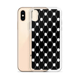 Simple Keffiyeh iPhone Case-Phone Case-Description Adorn a piece of the iconic keffiyeh (also spelled kufiya) pattern while protecting your phone from scratches, dust, oil, and dirt with this Simple Keffiyeh case. It has a solid back and flexible sides that make it easy to take on and off, with precisely aligned port openings. Details • BPA free Hybrid Thermoplastic Polyurethane (TPU) and Polycarbonate (PC) material• Solid polycarbonate back• Flexible, see-through polyurethane sides• .5 mm raise