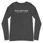 Palestine Pillars Long Sleeve Tee-Long Sleeve Tee-Description Palestine can be described and held together in 3 words. Culture. Courage. Strength. These are the words Palestinians embody and is what keep the fabric of Palestine alive and lifted up. Let people know the power of Palestinians with this tee! Quality You have to put this shirt on to believe the Premium quality. This shirt feels supremely soft and comfortable. Pair it with your favorite jeans, and layer it with a button-up shirt, a zi