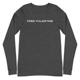 Free Palestine Long Sleeve Tee-Long Sleeve Tee-Description Free Palestine. Period. Make your stance known in plain English and minimalistic style with this long sleeve tee. Quality You have to put this shirt on to believe the Premium quality. This shirt feels supremely soft and comfortable. Pair it with your favorite jeans, and layer it with a button-up shirt, a zip-up hoodie, or a jacket for a range of looks while keeping warm. Features • 100% combed and ring-spun cotton• Retail fit• Crew neck 