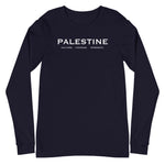 Palestine Pillars Long Sleeve Tee-Long Sleeve Tee-Description Palestine can be described and held together in 3 words. Culture. Courage. Strength. These are the words Palestinians embody and is what keep the fabric of Palestine alive and lifted up. Let people know the power of Palestinians with this tee! Quality You have to put this shirt on to believe the Premium quality. This shirt feels supremely soft and comfortable. Pair it with your favorite jeans, and layer it with a button-up shirt, a zi