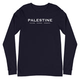 Palestine Pillars Long Sleeve Tee-Long Sleeve Tee-Description Palestine can be described and held together in 3 words. Culture. Courage. Strength. These are the words Palestinians embody and is what keep the fabric of Palestine alive and lifted up. Let people know the power of Palestinians with this tee! Quality You have to put this shirt on to believe the Premium quality. This shirt feels supremely soft and comfortable. Pair it with your favorite jeans, and layer it with a button-up shirt, a zi