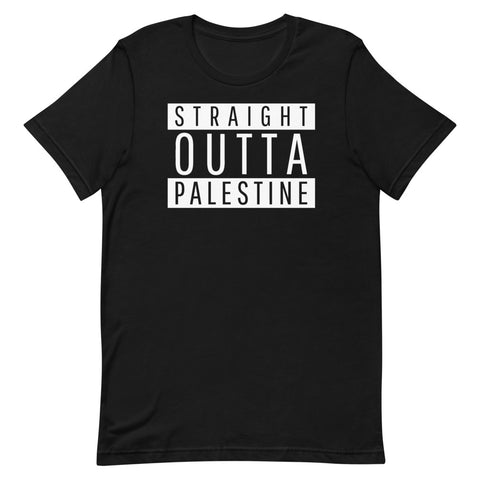 Straight Outta Palestine T-Shirt-T-Shirt-Description We're here! Let them know where you from with this iconic tee! Quality You have to put this shirt on to believe the Premium T-Shirt quality. This shirt feels supremely soft and lightweight, with the right amount of stretch. It's comfortable and flattering for both men and women! Features • 100% combed and ring-spun cotton (Heather colors contain polyester)• Fabric weight: 4.2 oz (142 g/m2)• Pre-shrunk fabric• Shoulder-to-shoulder taping• Side-