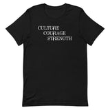 Culture Courage Strength T-Shirt-T-Shirt-Description There are many words used to describe Palestinians, but none more powerful than Culture, Courage, and Strength. Represent what Palestinians embrace with this tee! Quality You have to put this shirt on to believe the Premium T-Shirt quality. This shirt feels supremely soft and lightweight, with the right amount of stretch. It's comfortable and flattering for both men and women! Features • 100% combed and ring-spun cotton (Heather colors contain